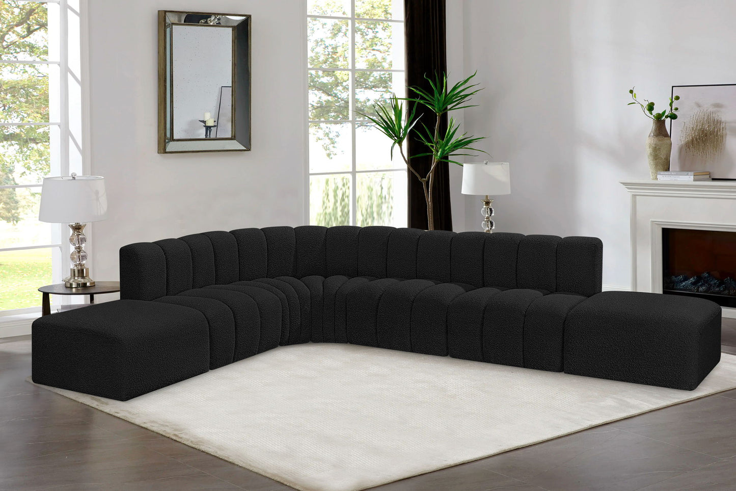 Arc - Boucle Fabric 7 Piece Corner Modular Sofa