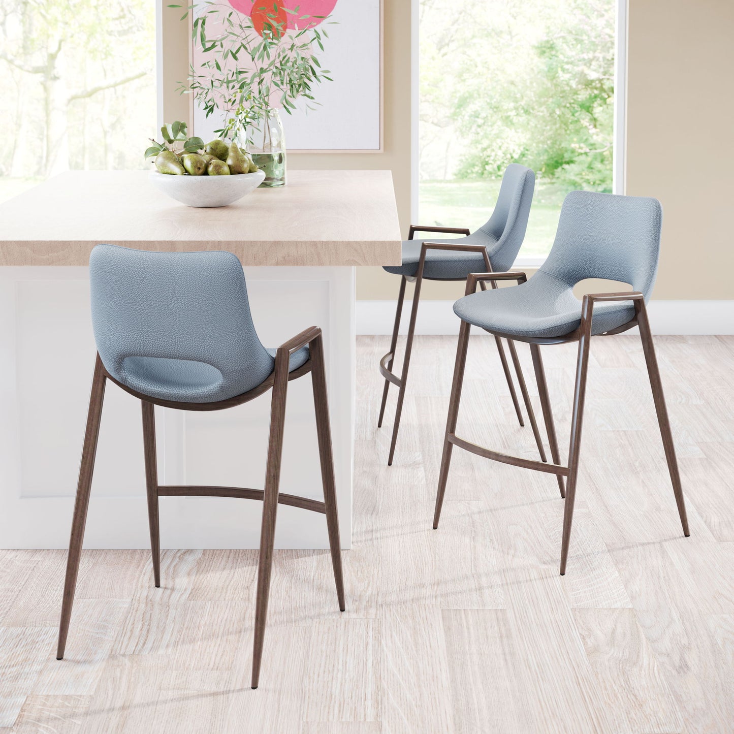 Desi - Counter Stool With Walnut Legs (Set of 2)
