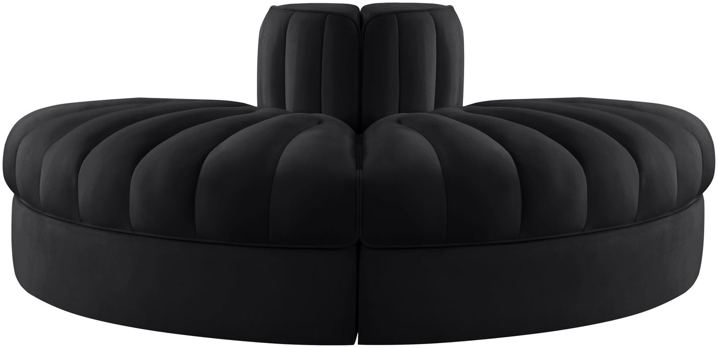 Rummi - Velvet Performance Fabric Upholstered 2 Piece  Rounded Modular Loveseat