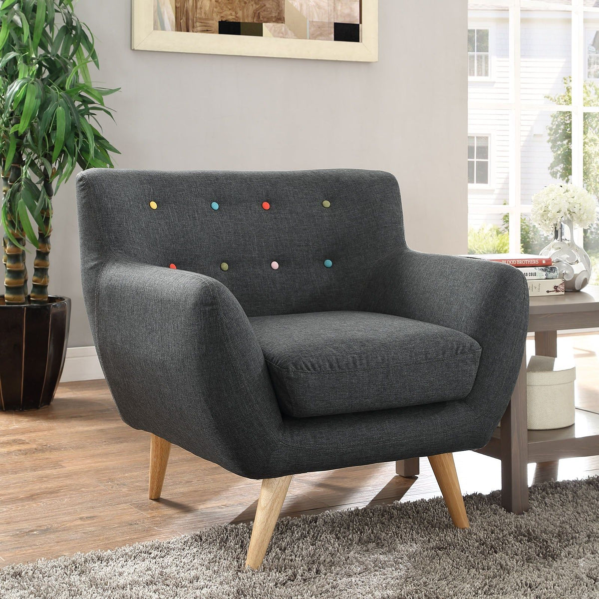 Remark Upholstered Fabric Armchair - Gray