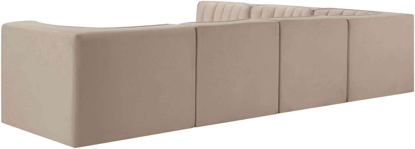 Rummi - Velvet Performance Fabric Upholstered 6 Piece Modular Sectional