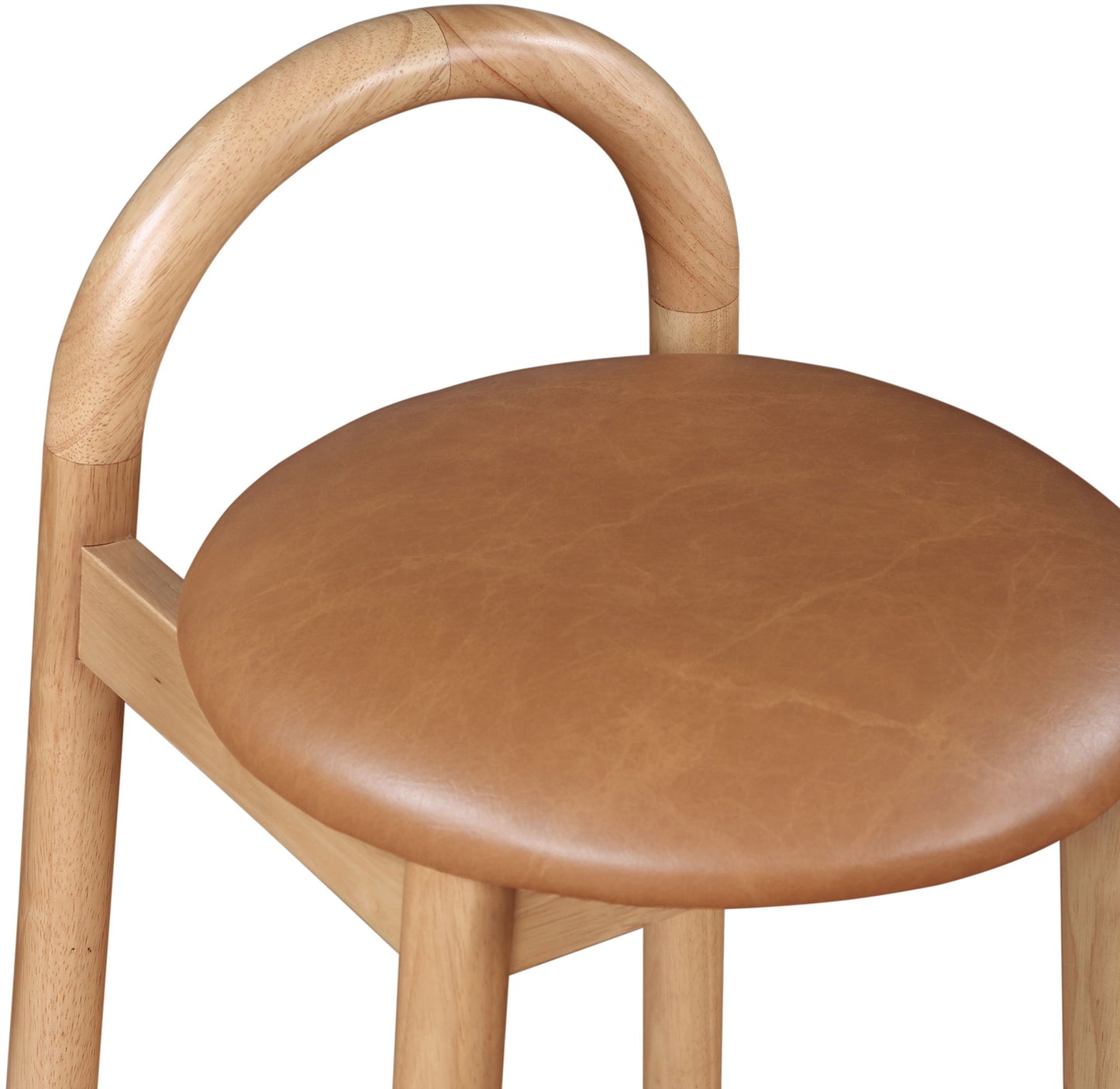 Calvin - Faux Leather Stool - Light Brown Legs
