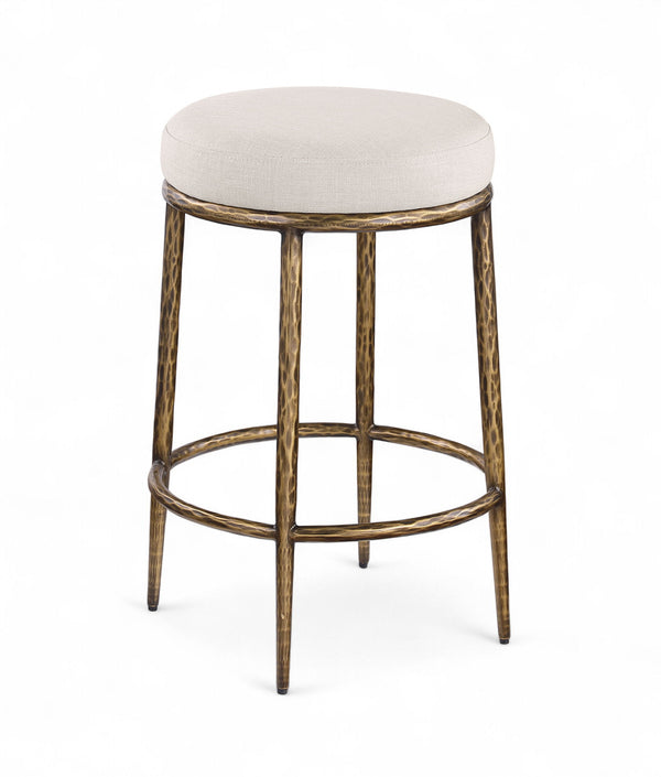 Ferro - Upholstered Backless Counter Stool With Brushed Gold Base