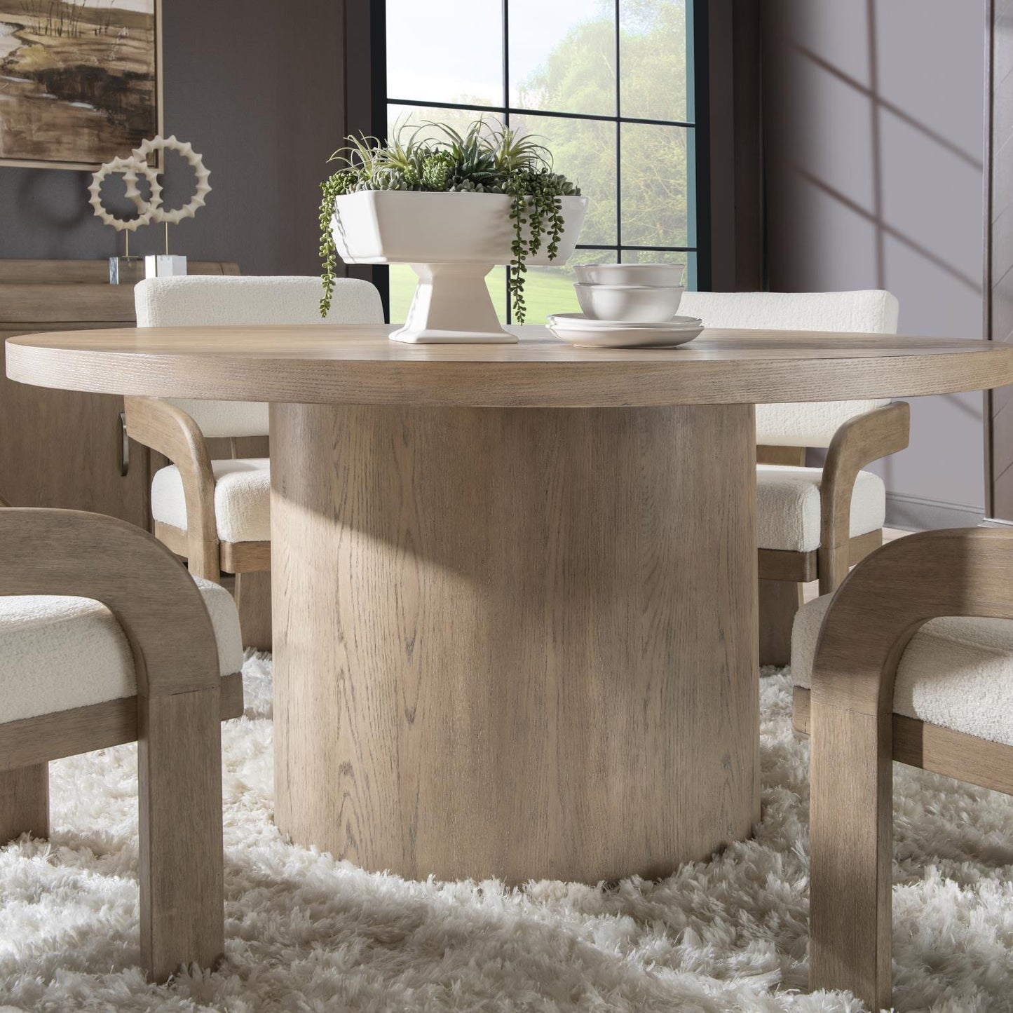 Flow - Complete Round Dining Table - Sandstone