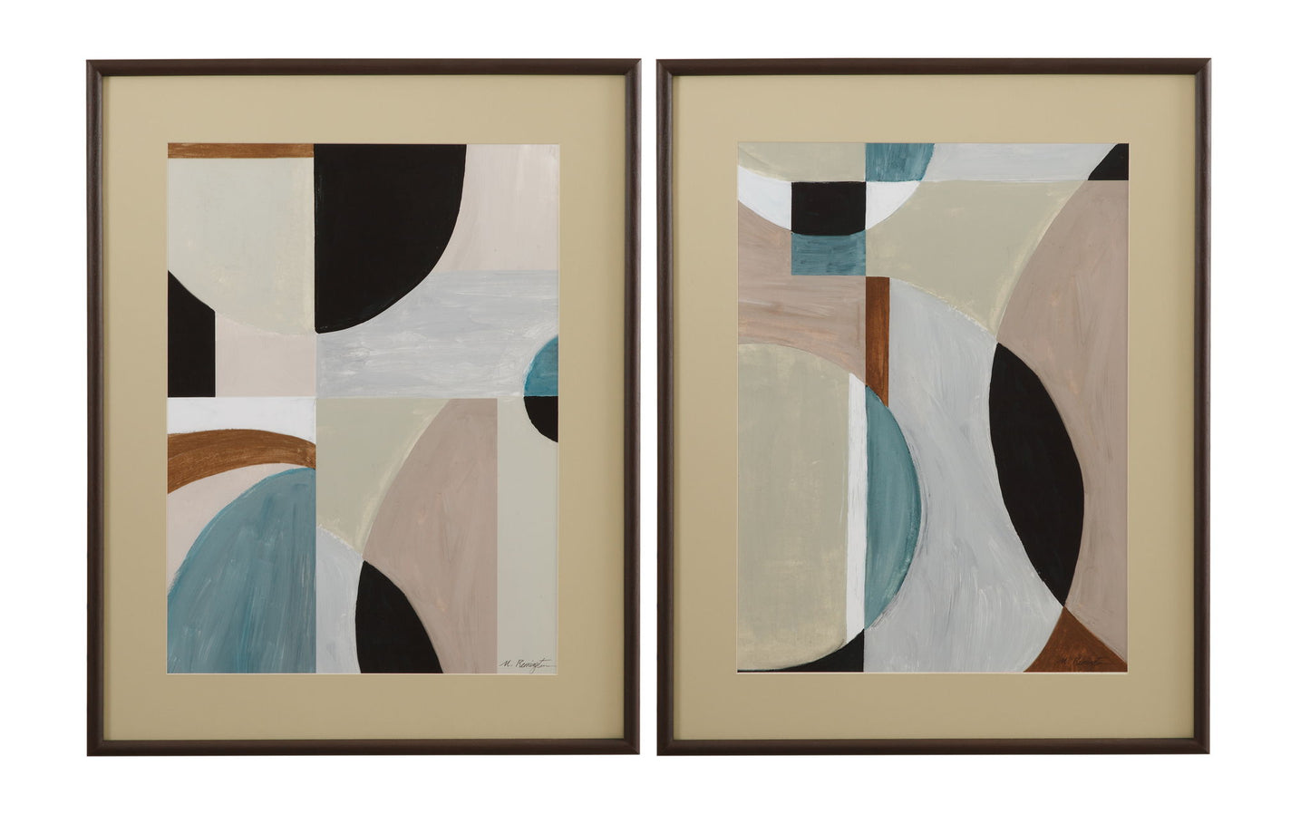 Curved Vision Framed Print (Set of 2) - Light Brown