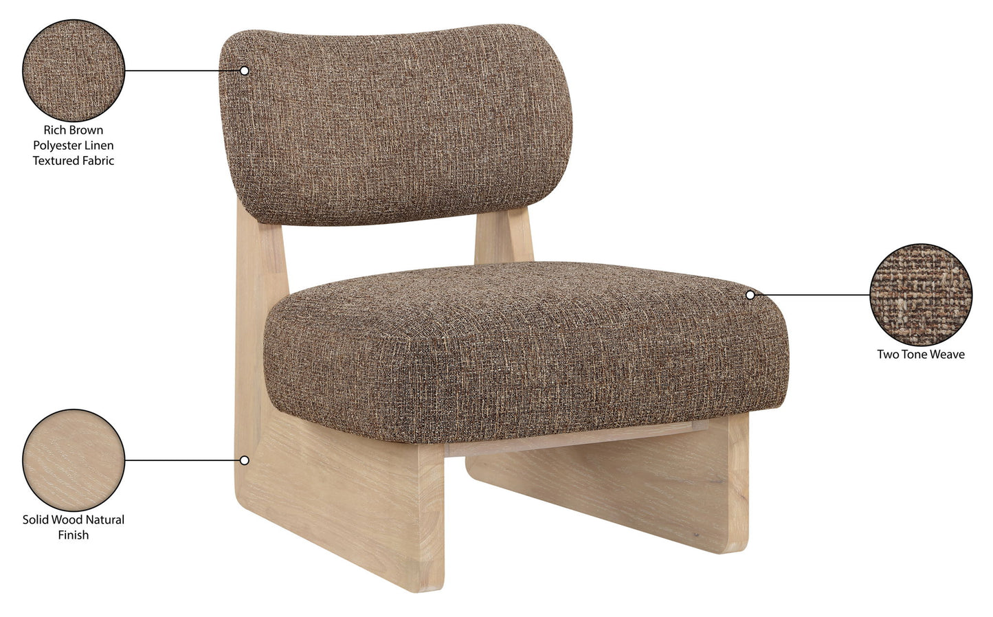 Vetra - Linen Textured Fabric Upholstered Accent Chair With Natural Base