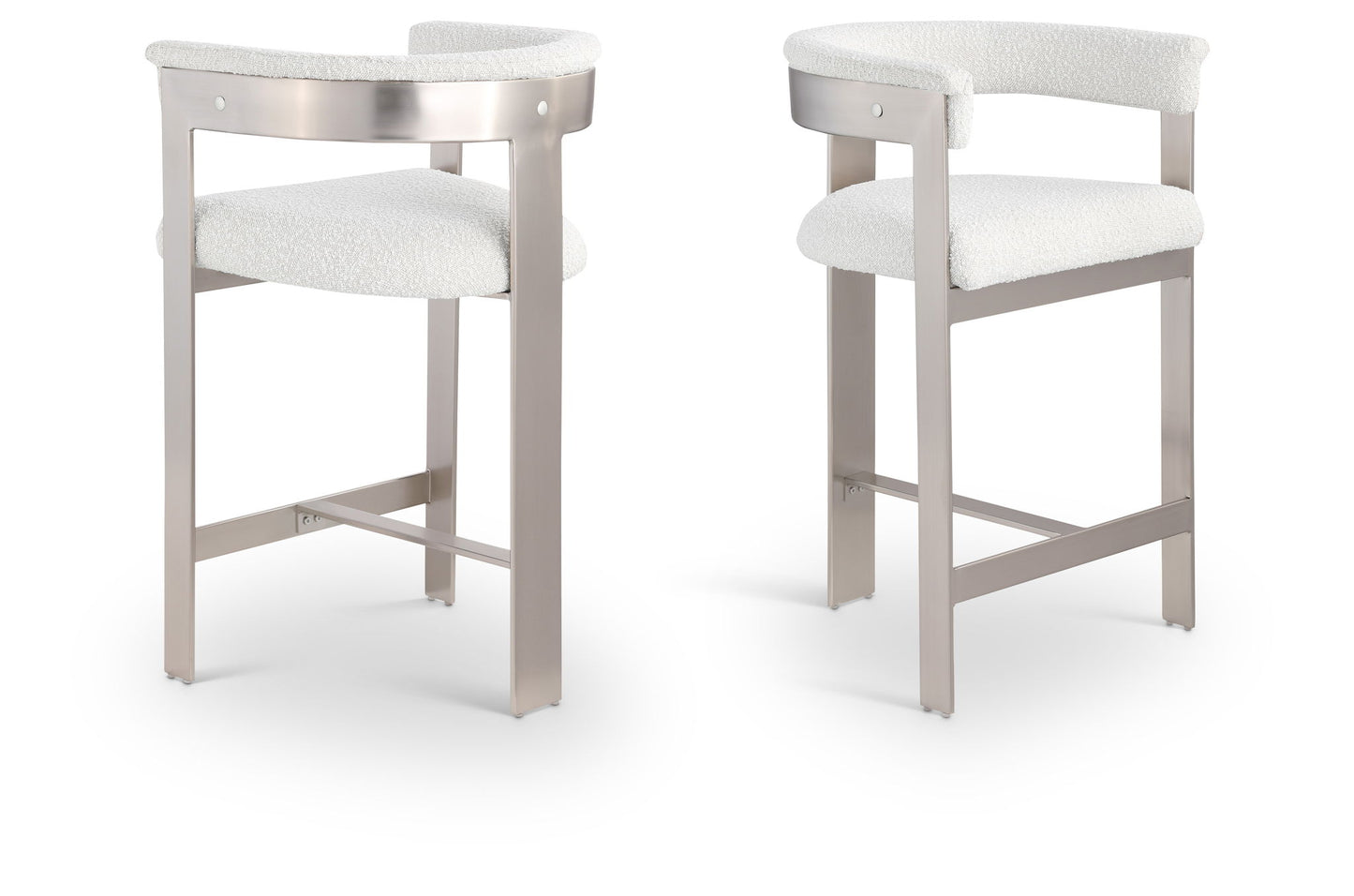 Romeo - Boucle Counter Stool With Silver Base (Set of 2)