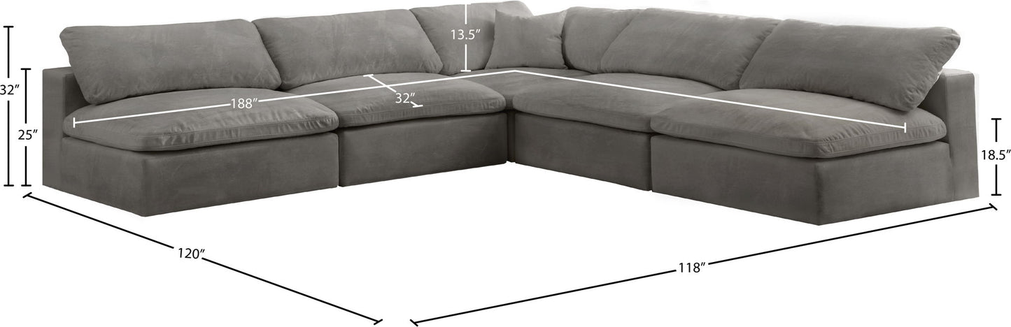 Cozy - 5 Piece Modular Corner Armless Sectional