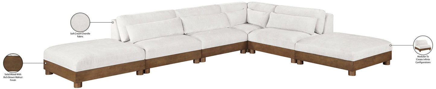 Turin - Chenille Fabric Upholstered Modular Sectional - Cream