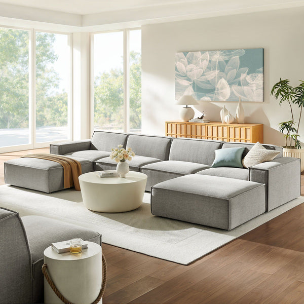 Restore 6-Piece Performance Fabric Upholstered Modular Sectional Sofa - Pewter