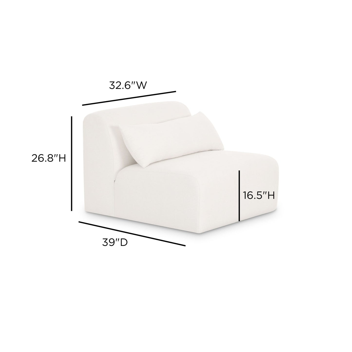 Tarra - Chenille Modular Armless Chair - Cream