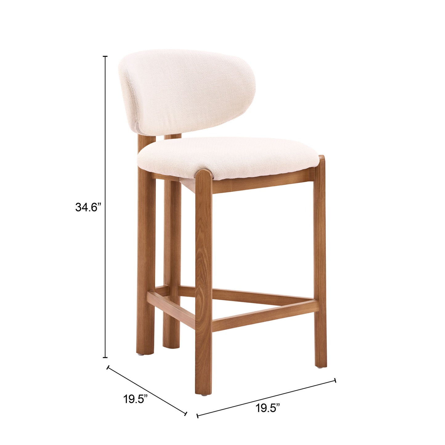 Rosetta - Counter Stool (Set of 2) - Beige / Walnut