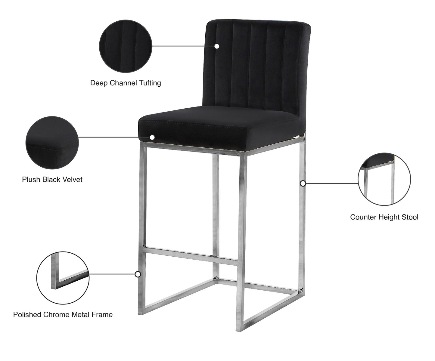Giselle - Stool with Chrome Legs