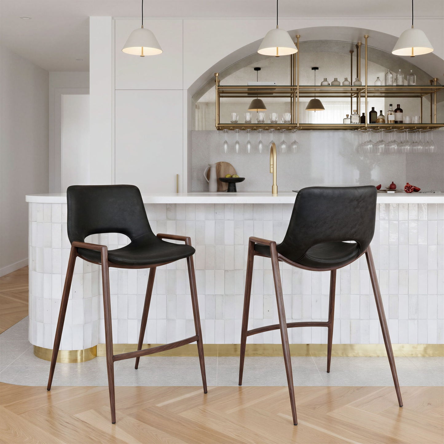 Desi - Counter Stool With Walnut Legs (Set of 2)