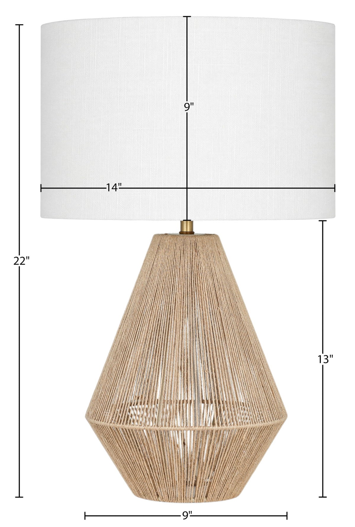 Soraya - Jute And Cotton Table Lamp - Beige