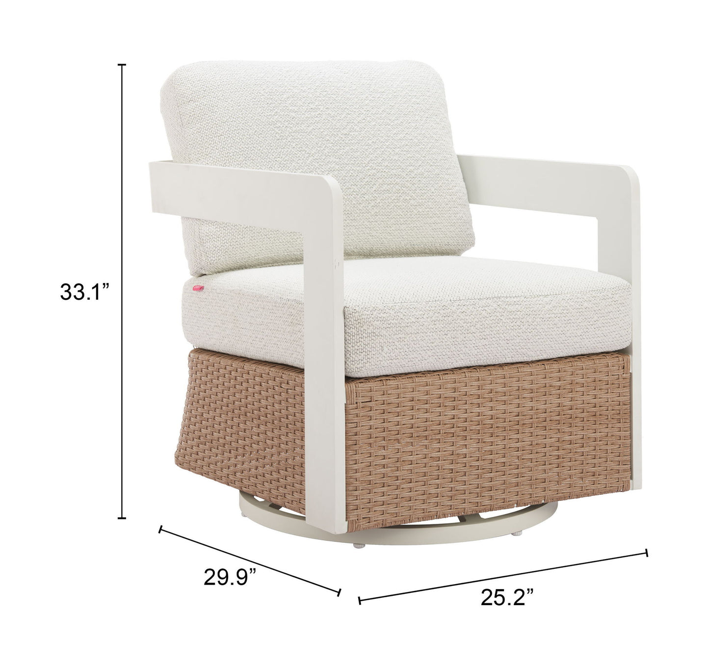 Gelo - Outdoor Swivel Chair - White / Brown
