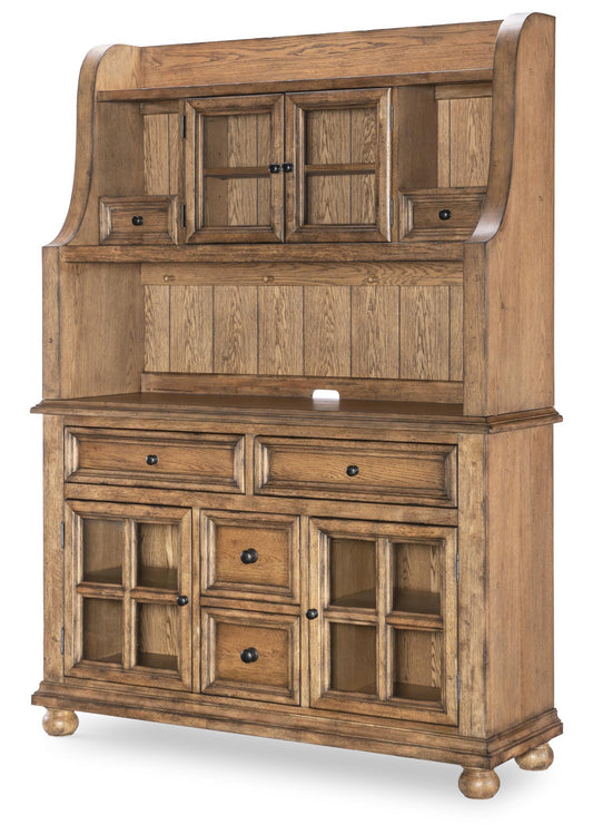 Vintage Market - Complete Hutch And Server - Barnwood Oak