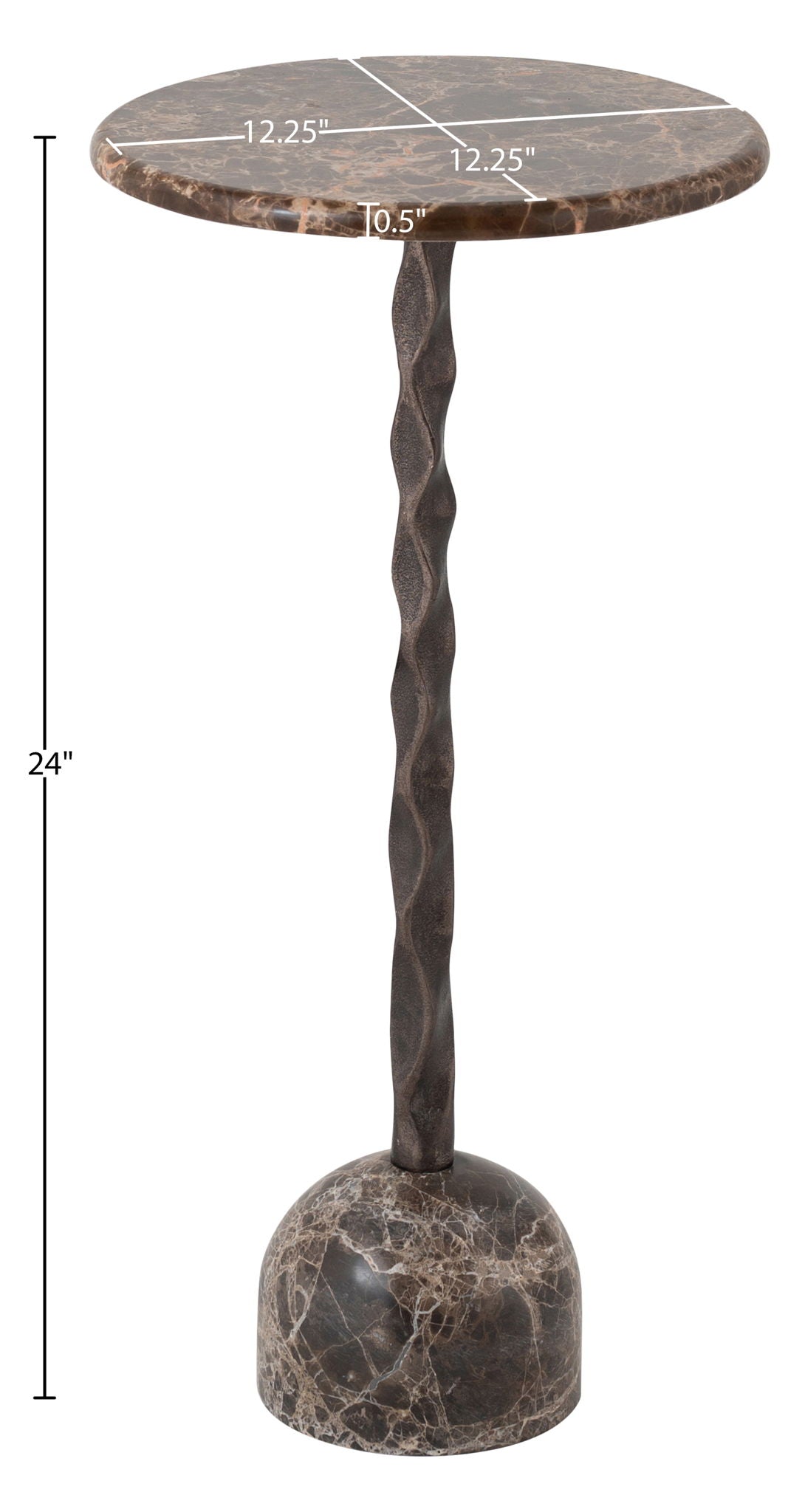 Helix - Genuine Marble Top And Aluminum Base End / Side Table - Brown / Bronze