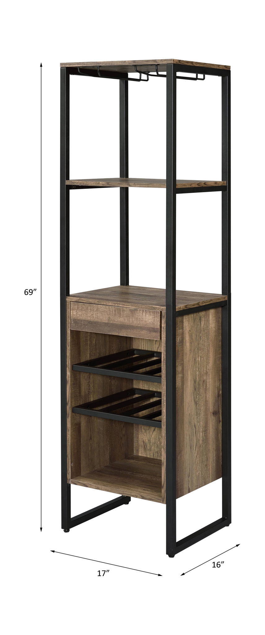Narik - Wine Rack - Weathered Oak