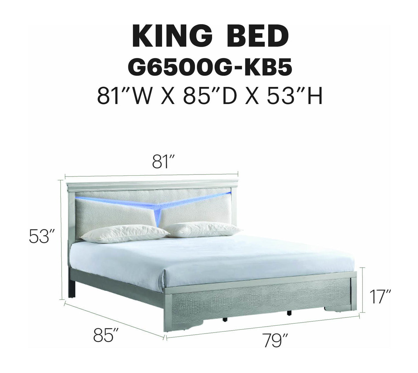 Glory Furniture - Lorana - Bed With LED Headboard