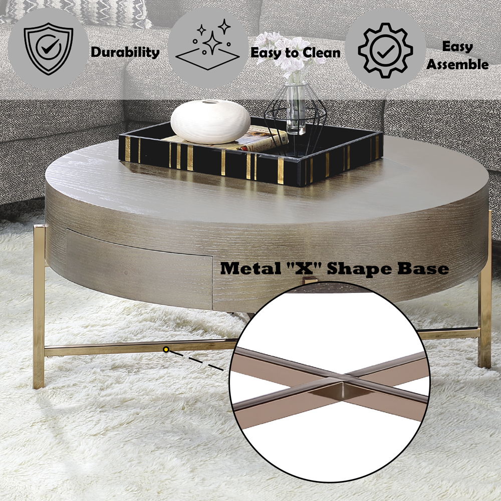 Weyton - Coffee Table - Light Brown & Champagne