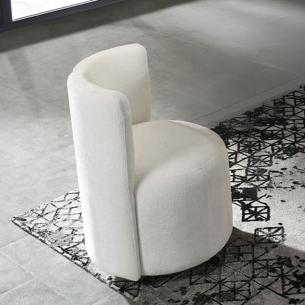 Blayde - Side Chair With Swivel (Set of 2) - White Chenille Fabric