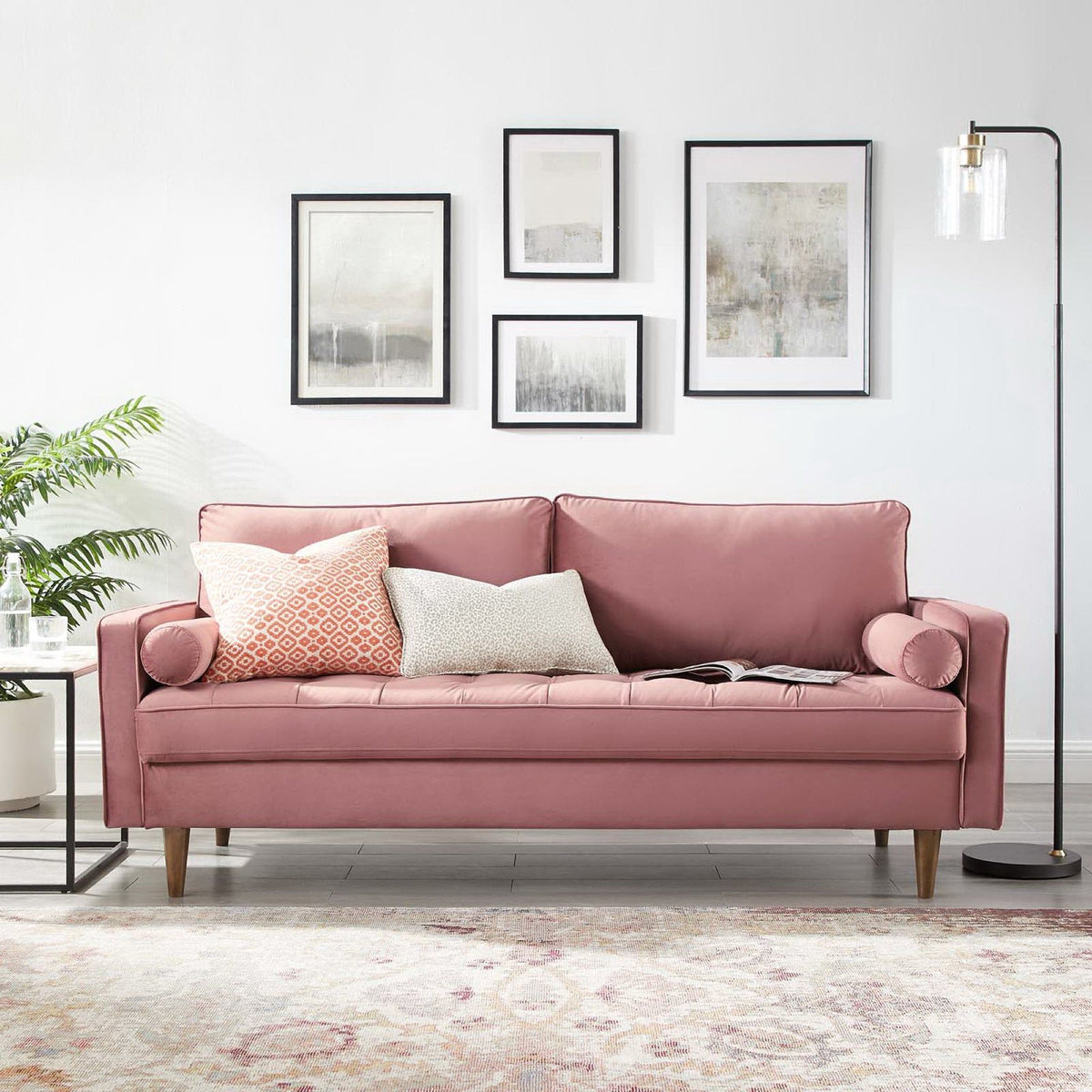 Valour Performance Velvet Sofa - Dusty Rose