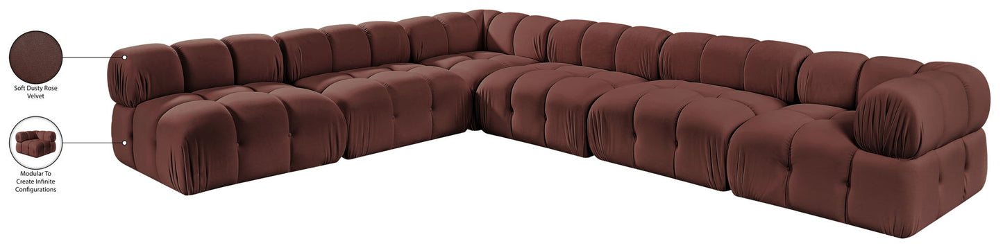 Orin - Velvet 6 Piece Modular L-Shaped Sectional