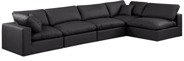 Comfy - 5 Piece Faux Leather Modular Sectional