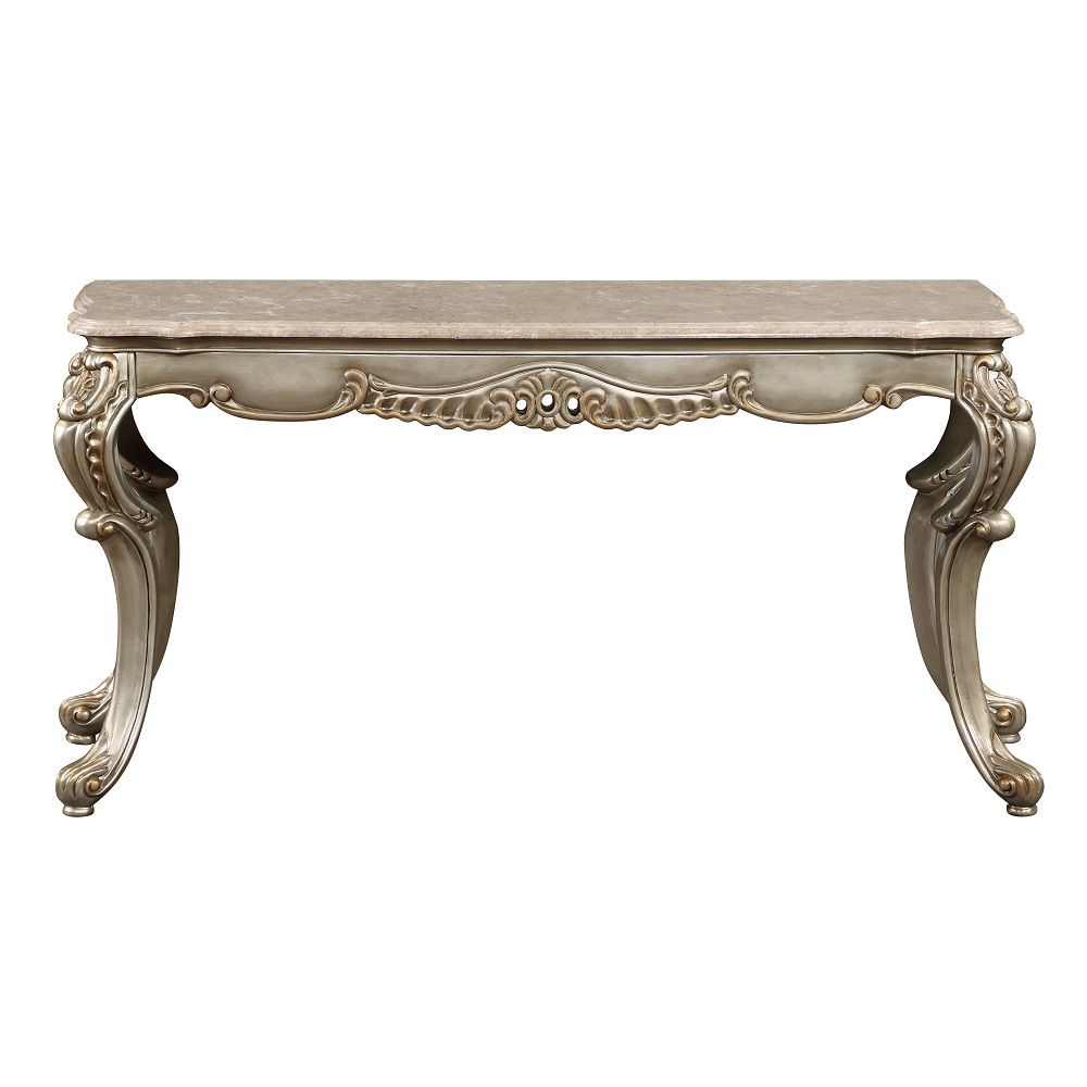 Miliani - Sofa Table With Marble Top - Natural Marble Top & Antique Bronze