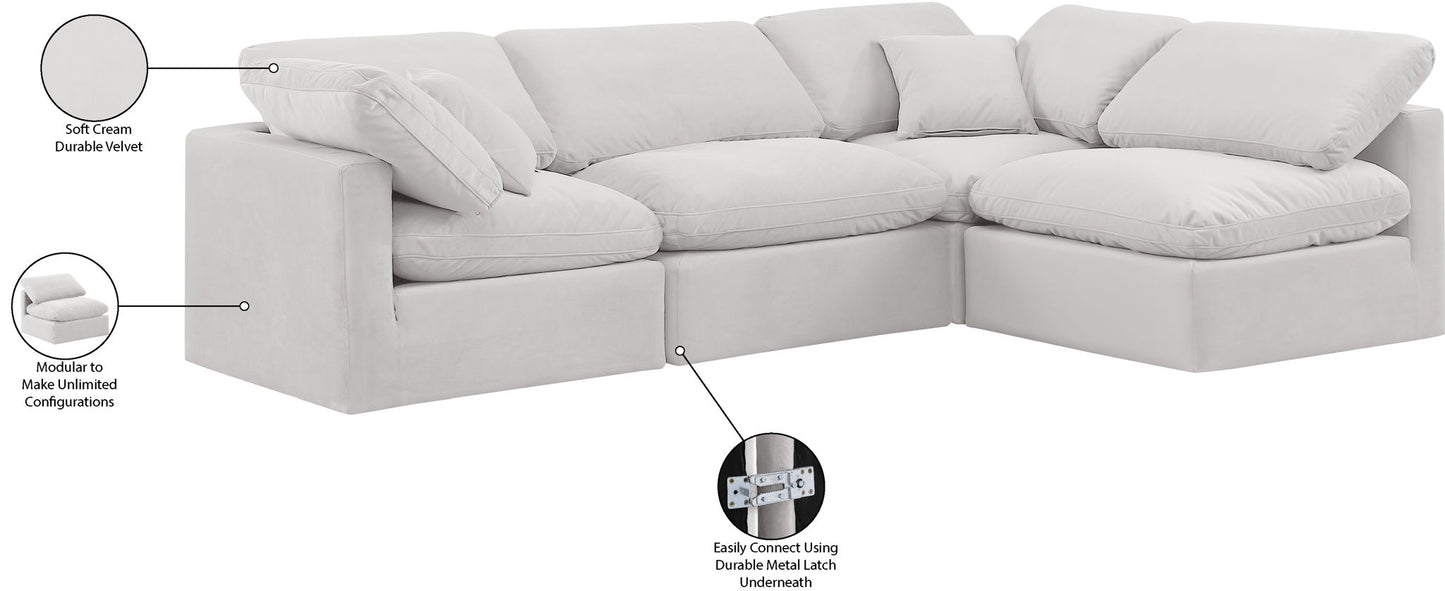Indulge - Velvet 4 Piece Modular Sectional