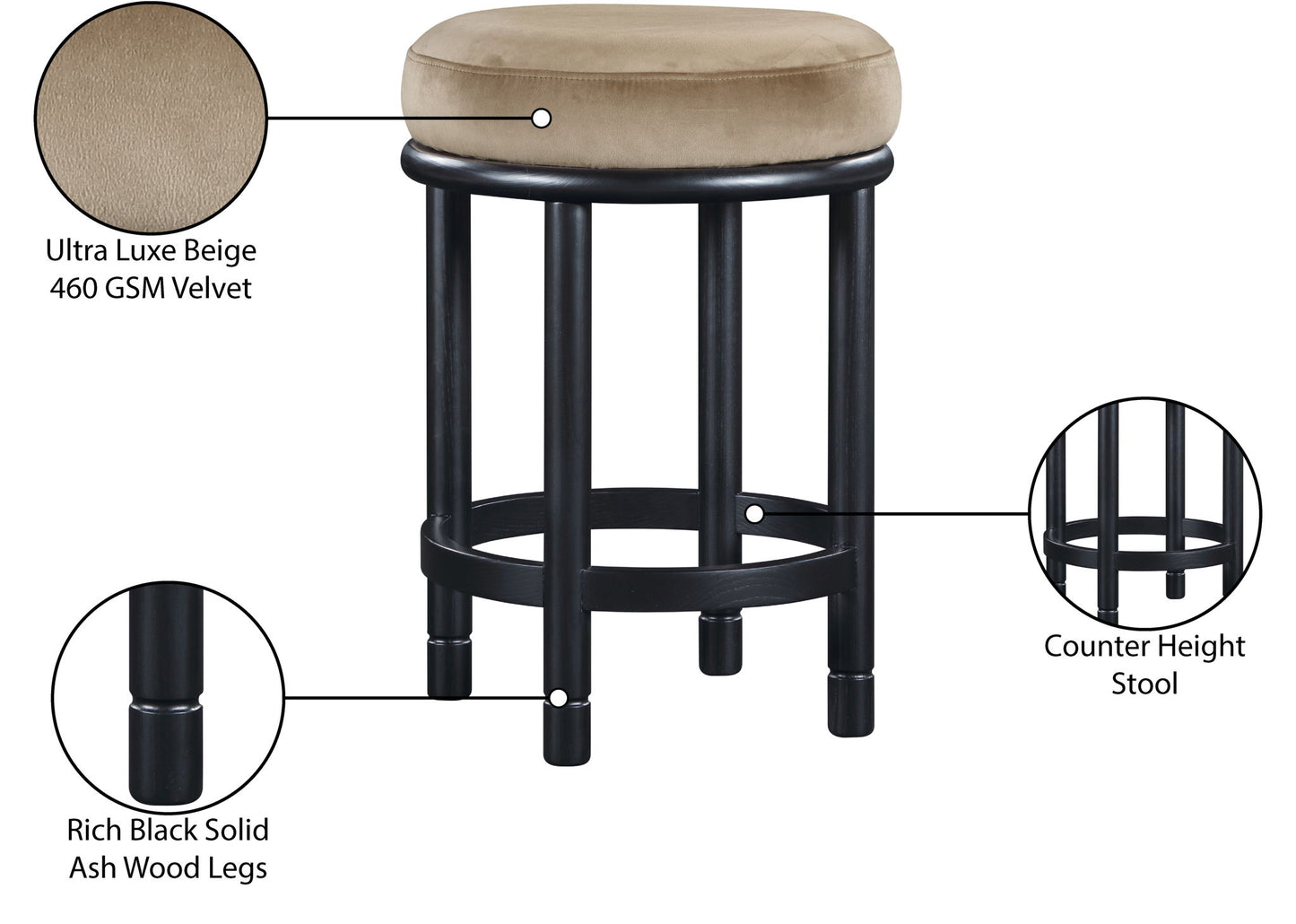 Monette - Counter Stool With Black Base