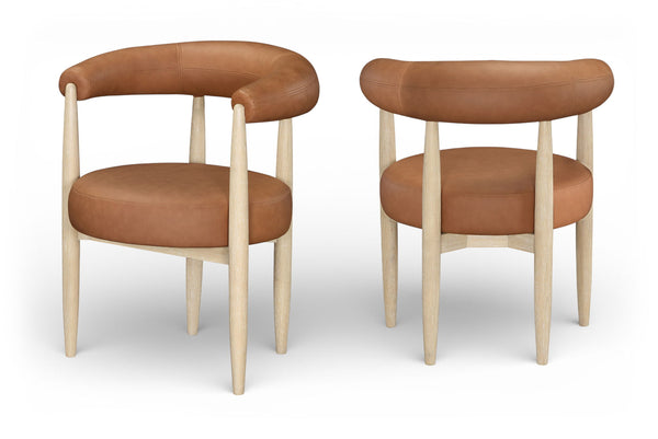 Sable - Vegan Leather Upholstered Dining Chair (Set of 2) - Painted Natural Base