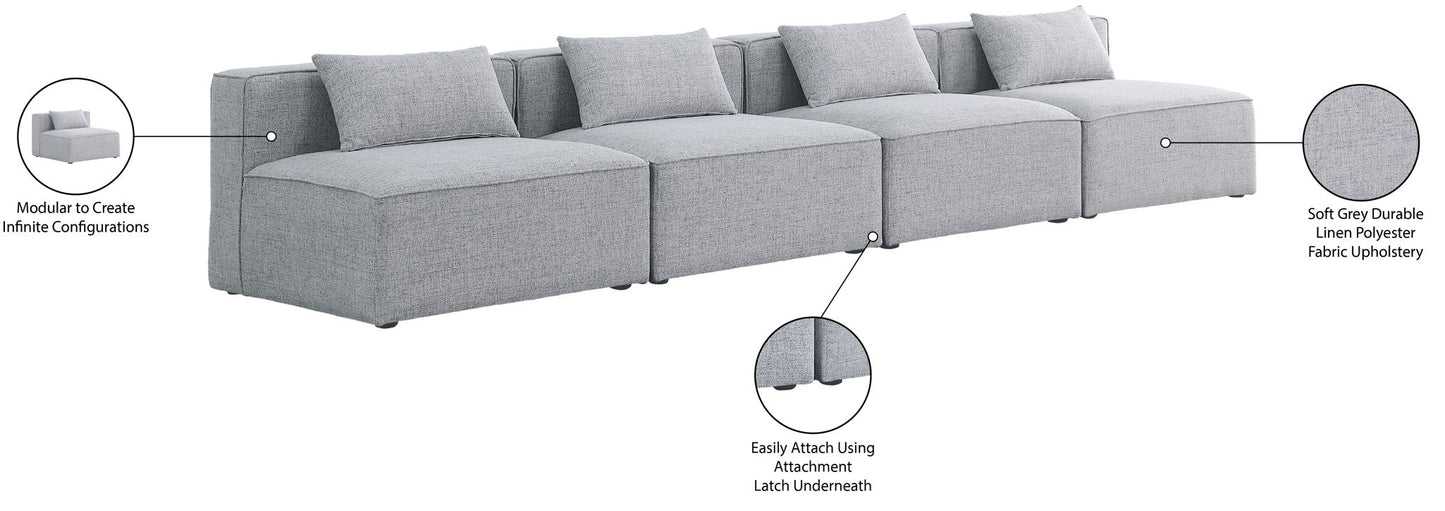 Cube - Linen Modular 4 Seat Armless Sofa