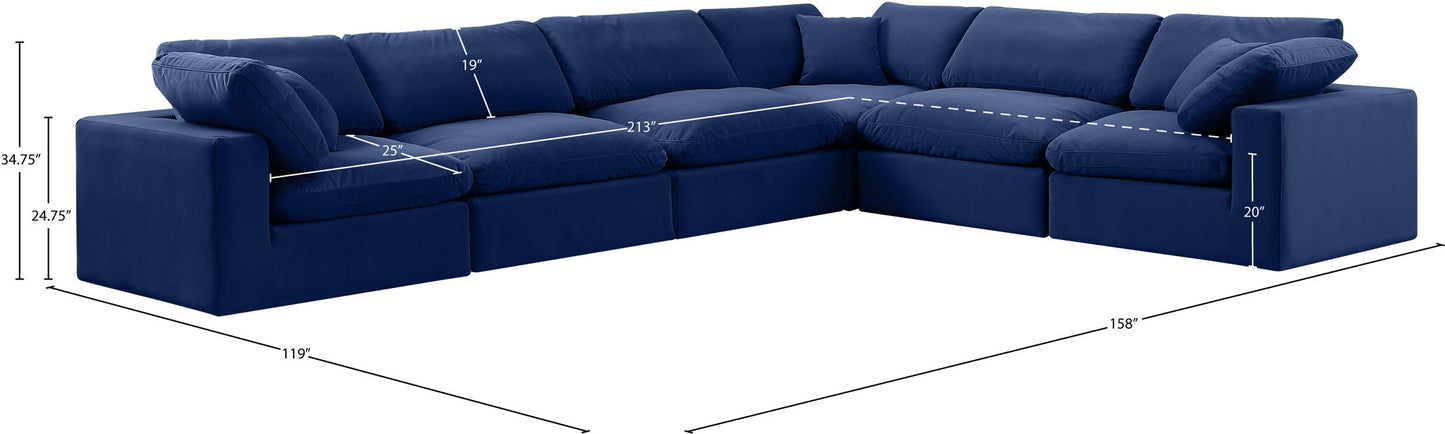 Comfy - 6 Piece Velvet Modular Corner Sectional