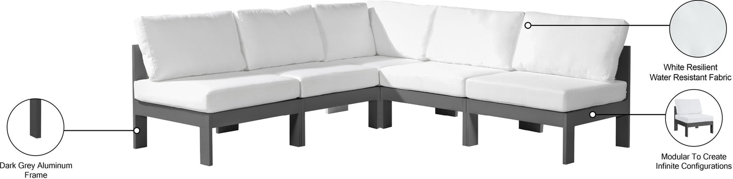 Nizuc - Outdoor Patio 5 Piece Modular Sectional With Gray Frame