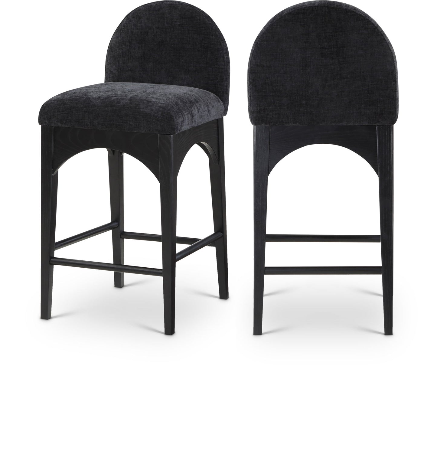 Waldorf - Chenille Stool With Black Legs