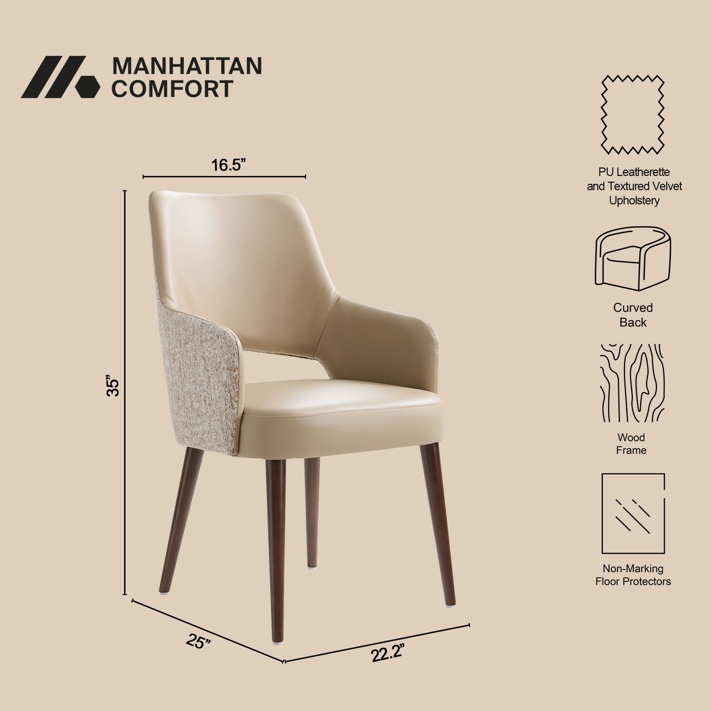 Manhattan Liora - Wood Upholstered Armchair