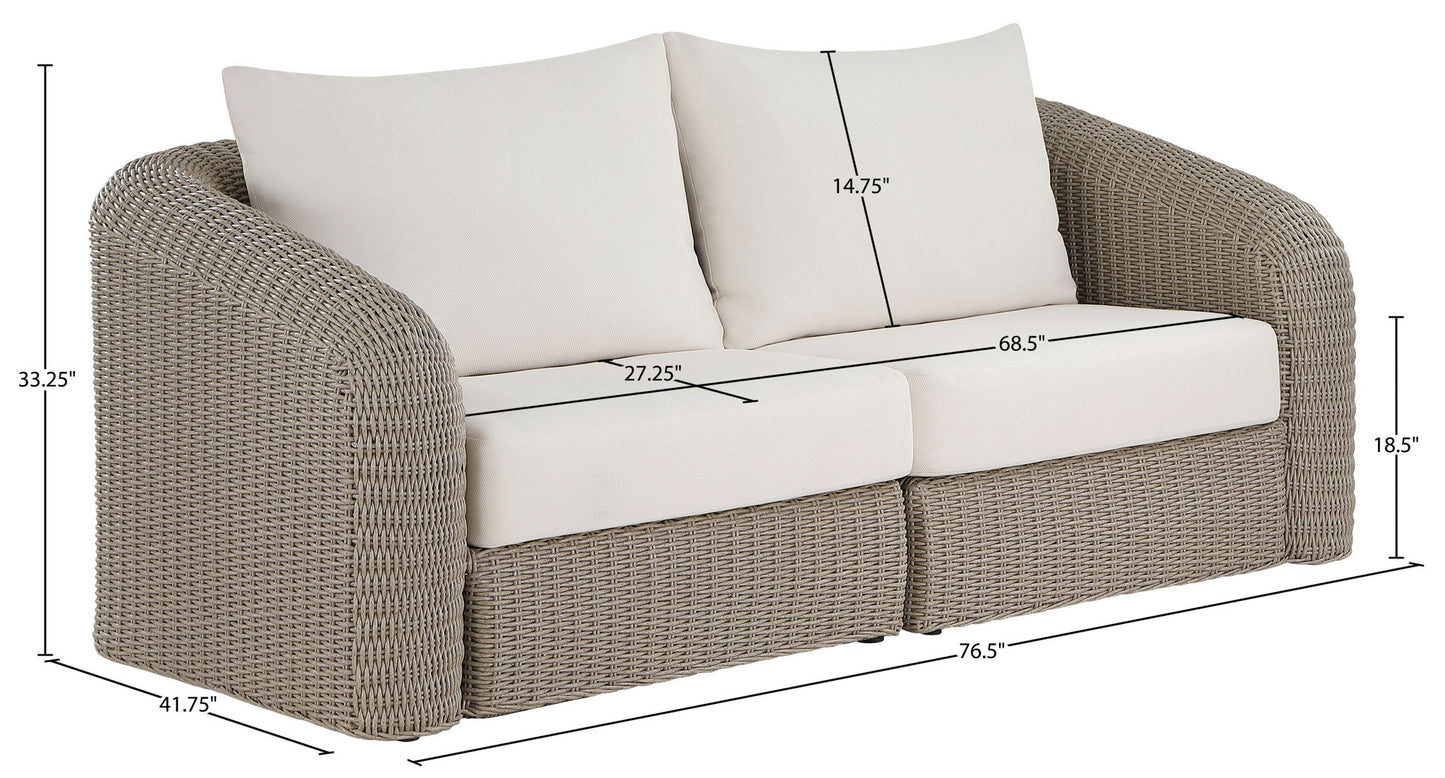 Seacrest - Olefin Water Resistant Fabric And Wicker 2 Piece Outdoor Patio Modular Loveseat