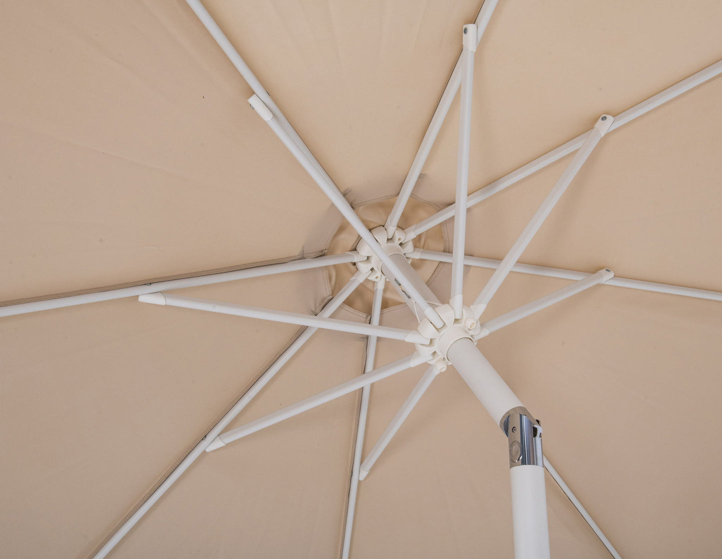 Fiji - Aluminum Patio Umbrella With Round Teak And White Base