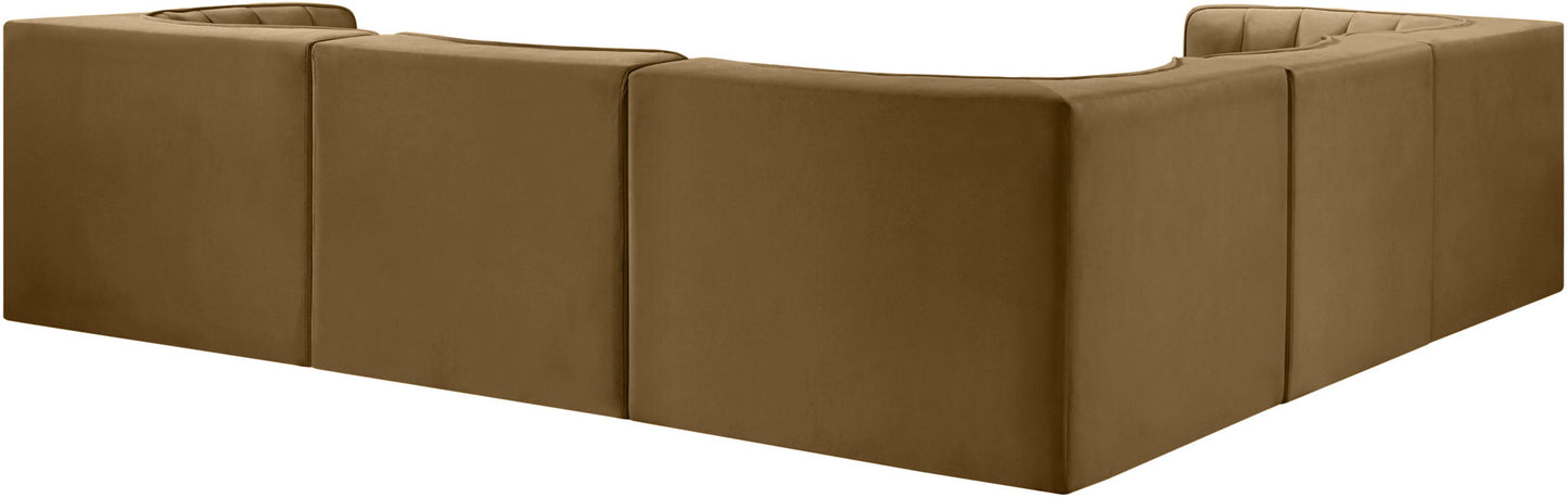 Rummi - Symmetrical Velvet Performance Fabric Upholstered 5 Piece Modular Sectional