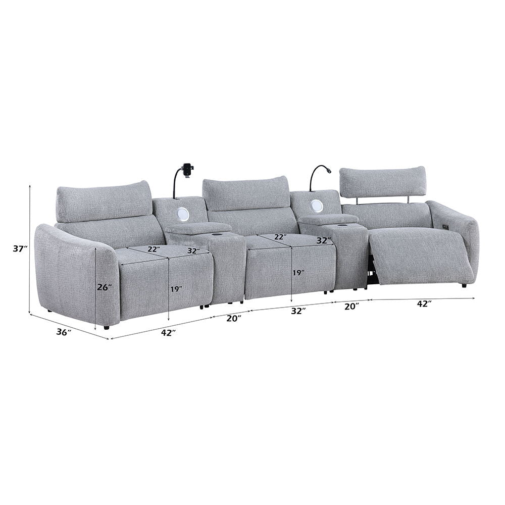 Fullar - RAF Modular Power Motion Recliner - Light Gray Chenille