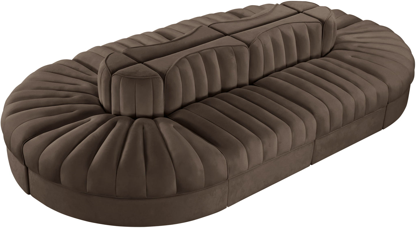 Rummi - Oval Velvet Performance Fabric Upholstered 8 Piece Modular Sectional
