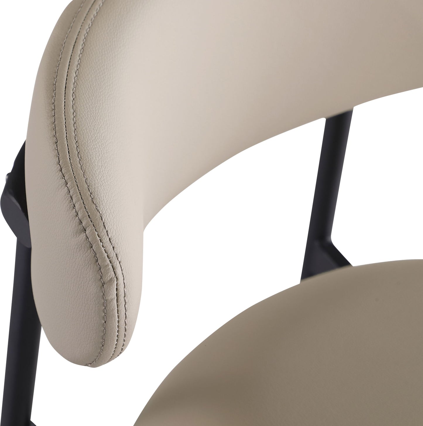 Lupita - Vegan Leather Upholstered Bar Stool (Set of 2) - Taupe / Matte Black