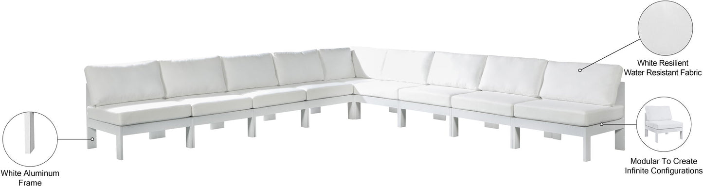 Nizuc - Outdoor Patio 9 Piece Modular Sectional With White Frame