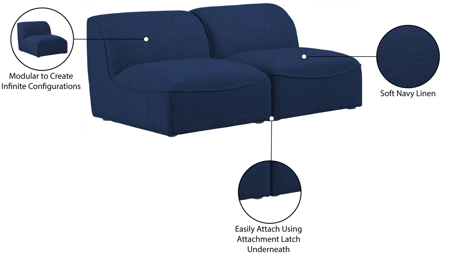 Miramar - 2 Seat Armless Modular Sofa