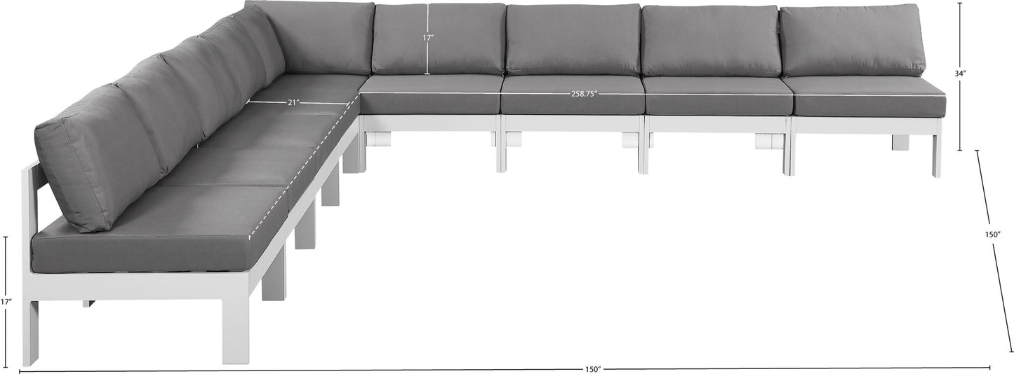 Nizuc - Outdoor Patio 9 Piece Modular Sectional With White Frame