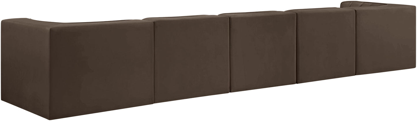 Rummi - Velvet Performance Fabric Upholstered 5 Piece Modular Sofa