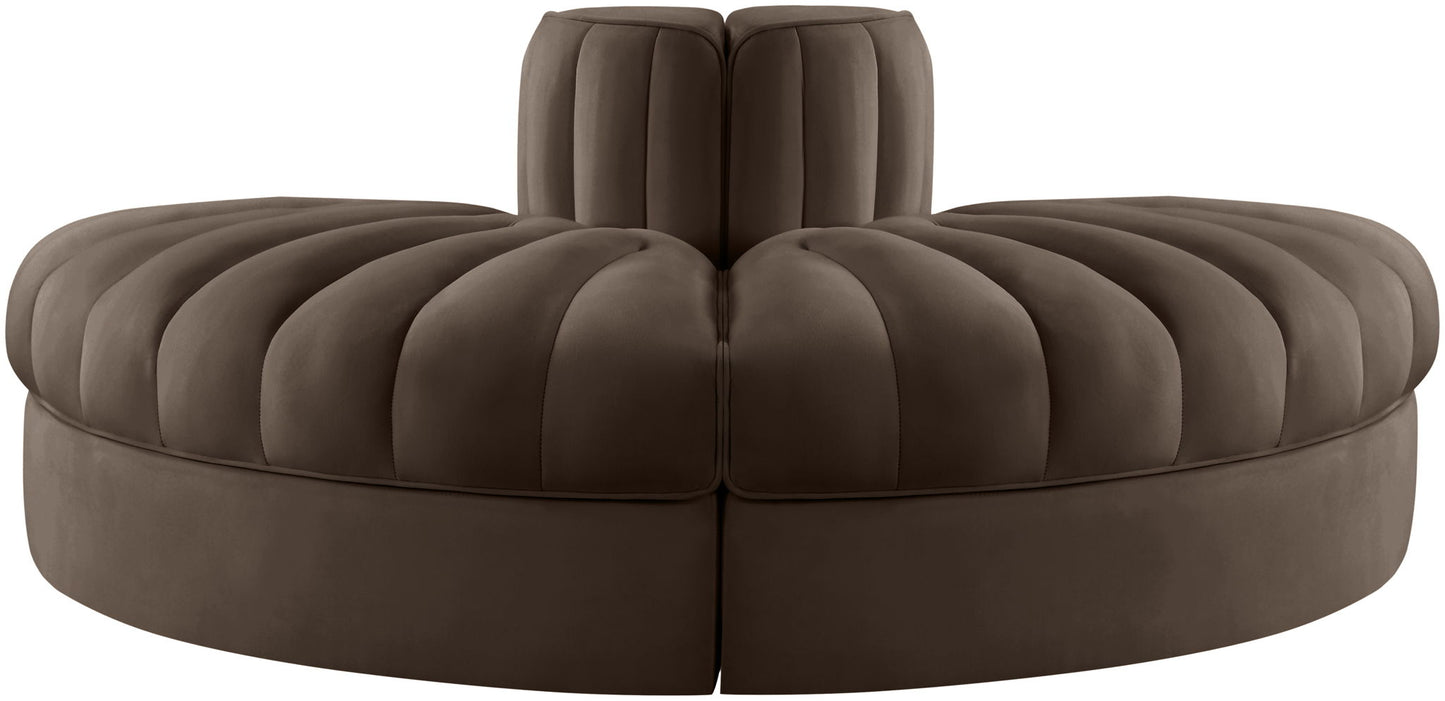 Rummi - Velvet Performance Fabric Upholstered 2 Piece  Rounded Modular Loveseat