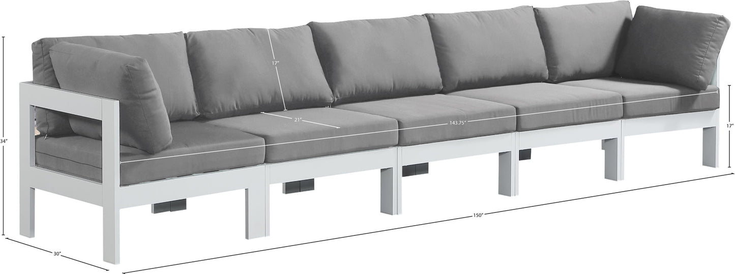 Nizuc - Outdoor Patio 5 Seat Modular Sofa With White Frame
